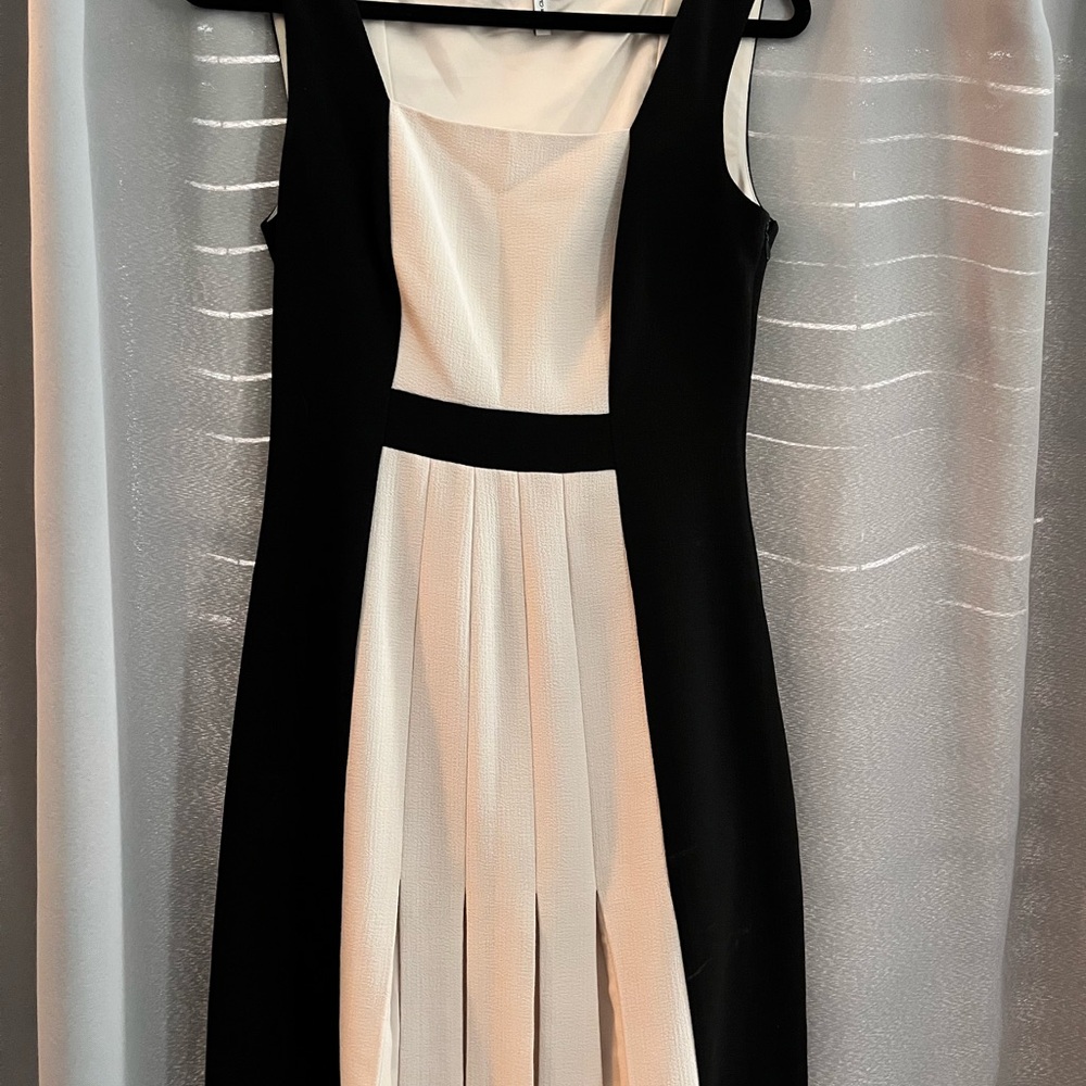 Max & Cleo Black and Cream Midi Dress